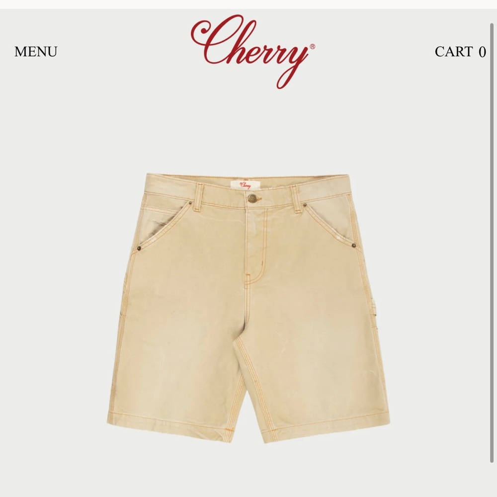 Cherry La - Wide Leg Carpenter Shorts - Beige